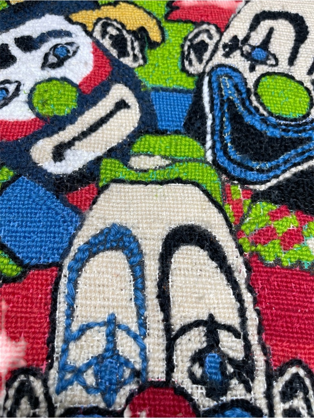 Vintage Clown Trio needle point Wall Art - Bright Lime Background - Picture 4 of 6